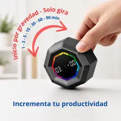 OEM - Temporizador de giro por gravedad magnético Productividad Pomodoro Negro pantalla LED