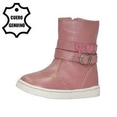 BRUNO KIDS - BOTÍN CAMINANTE NIÑA DE CUERO ROSADO CORAZONES