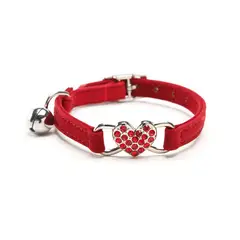 CATITO - COLLAR PARA GATO GAMUZA CON DIJE DE CORAZÓN ROJO