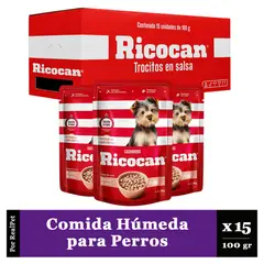 RICOCAN - Pack x15 Comida Húmeda de Cachorro Pollo 100gr