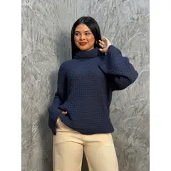 ON ME - Chompa Tejida Mujer Cuello Alto Texturizado Manga Larga