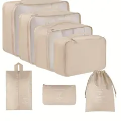 VATYERTY - Juego de 7 bolsas organizadoras de ropa para viaje portátiles Beige