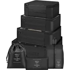 VATYERTY - Juego de 7 bolsas de almacenamiento de viaje de gran capacidad Negro