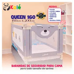 KALE - PACK 3 BARANDAS DE SEGURIDAD QUEEN 160x200 PARA CAMA DE BEBES Y NIÑOS