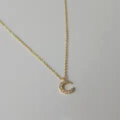 GENERICO - Collar Mujer Dije Luna Creciente con Circonias en Plata Enchapada en Oro