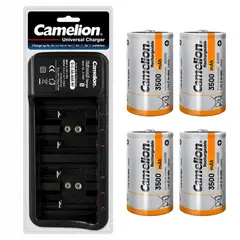 CAMELION - CARGADOR UNIVERSAL BC-0906SM + 4 PILAS D 3500mAh RECARGABLES