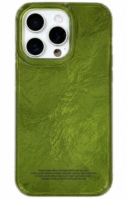 Case protector verde translúcido compatible con iPhone 15 Pro Max, acabado tipo vidrio 3D