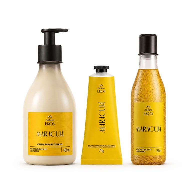Kit Ekos Maracuyá Exfoliante, Crema para el cuerpo y manos -