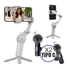 NANOTRON TECHNOLOGIES - Kit dual de grabación Gimbal TOKQI y micrófonos inalámbricos K9 con filtros de peluche