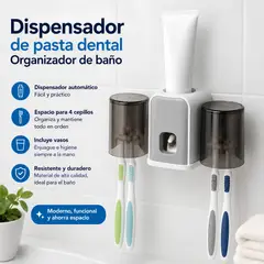 GENERICO - Organizador De Baño con Dispensador Automático de Pasta Dental y Porta Cepillos