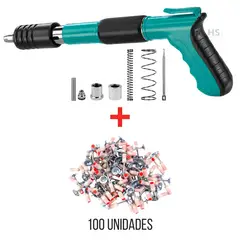 ROHS - Pistola De Clavos Profesional De Acero + 100 Unidades De Clavos