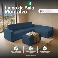 MUEBLES MACRUMO - Juego de Sala Montalvo - Azul