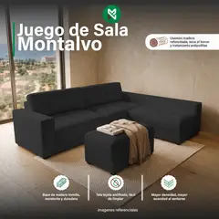 MUEBLES MACRUMO - Juego de Sala Montalvo - Gris Oscuro