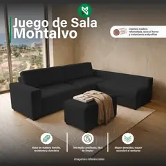 MUEBLES MACRUMO - Juego de Sala Montalvo - Negro