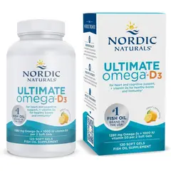 GENERICO - Nordic Naturals Ultimate Omega-D3, sabor a limón, 120 geles blandos, 1280 mg de omega-3