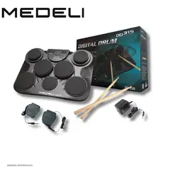 MEDELI - Batería Electrónica Profesional DD315 7 Pads 2 Pedales 265 Sonidos 45 Kits y 100 Canciones