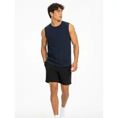 ENKI - POLO MANGA CERO HOMBRE ALGODÓN JERSEY AZUL MARINO SLIM FIT CUELLO REDONDO
