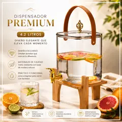 OEM - Dispensador de Bebidas 4.2 Litros de Borosilicato con Base de Bambú