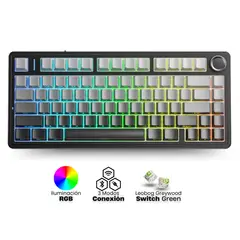 AULA - Teclado Mecanico F75 Pro Epomarker Switch Leobog Rapier Green
