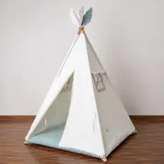EL TEPEE - Carpa tipi con base verde agua, color crema,