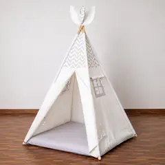 EL TEPEE - Carpa tipi con base gris, color crema,