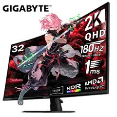 GIGABYTE - MONITOR GAMING 32 GS32QCA VA Curvo 2K (QHD) 2560 x 1440 180Hz, 1Ms
