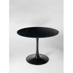 GENERICO - Mesa de comedor Tulip negra con tablero de piedra sinterizada