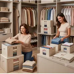 GENERICO - ORGANIZADOR DE ALMACENAMIENTO MULTIFUNCIONAL DE 66 LITROS BEIGE