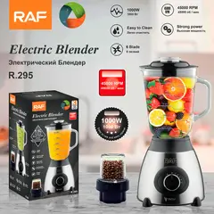 RAFF - LICUADORA 5 VELOCIDADES 2 EN 1 JARRA DE VIDRIO 1.5L CON 6 CUCHILLAS - 1000W