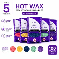 GENERICO - Pack x5 Cera Depilatoria Hot Wax en Gránulos – 100 g c/u