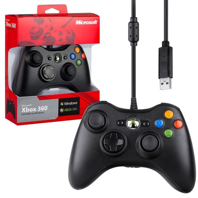 Mando para Xbox 360 con cable, alta calidad Negro Reacondici