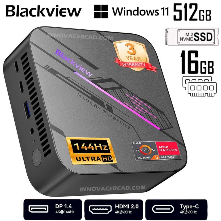Computadora MP100 PRO Ryzen 5-7430U 16GB 512GB SSD WINDOWS 11 PRO