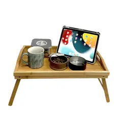 GENERICO - Bandeja Mesa de Cama de bambú para servir sala de estar dormitorio