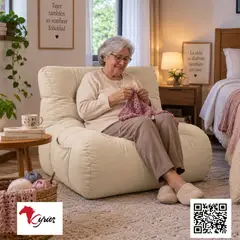 NO LOGO - SILLON PUFF HUESO CON RESPALDO