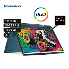 LENOVO - Yoga 7 14AKP10 83JR006YLM Ryzen AI 7-350, 32GB RAM, 1TB SSD, 14″ 2.8K OLED Táctil + Lápiz