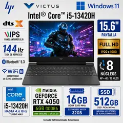 HP - Laptop Victus Gaming 15-FA2082WM Intel Core i5-13420H 16GB RAM 512GB SSD RTX 4050-6GB 15.6 FHD