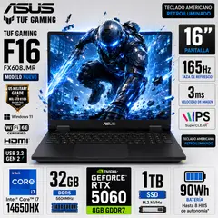 ASUS - Laptop TUF Gaming F16 FX608JMR Intel Core i7 14650HX 32GB 1TB RTX 5060-8GB FX608JMR-F16I75060
