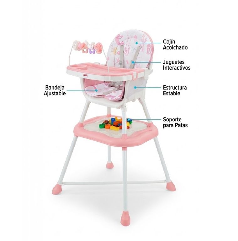 Silla de Comer Convertible en Carpeta Luna Rosado