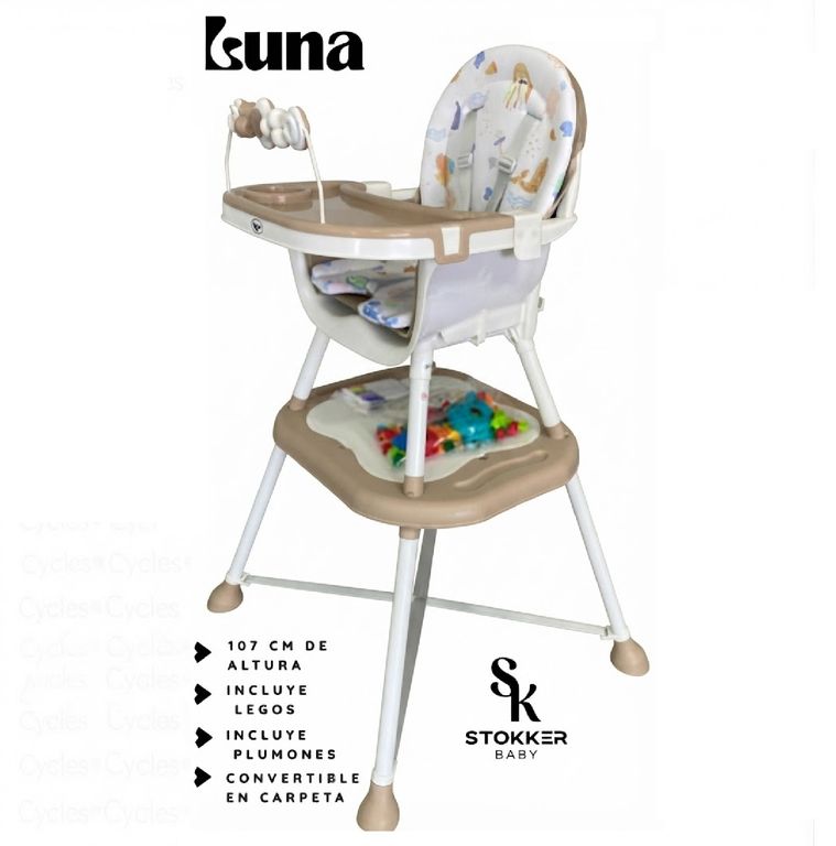 Silla de Comer Convertible en Carpeta Luna Beige