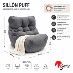 NO LOGO - Sillón puff con respaldo Color Plateado