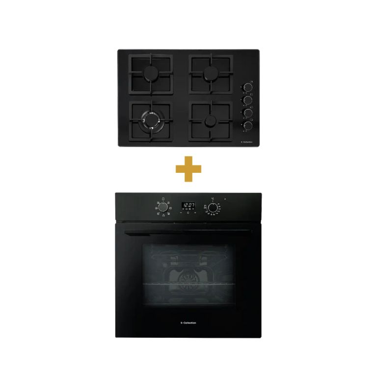 SET 1577 Encimera Black Glass SC + Horno Empotrable Eléctrico 56L SC