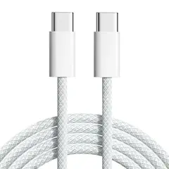 IBOX - Cable Tipo-C A Tipo-C, 2m, 60W, Trenzado, Blanco