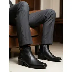 GENERICO - Botines de cuero para hombre en cuero con planta caucho