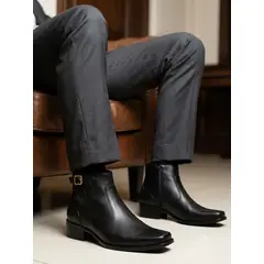 GENERICO - Botines de cuero para hombre en cuero con planta caucho