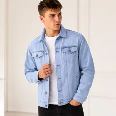 ELEMENT SPECIAL EDITION - Casaca Jeans Hombre Celeste Premium Denim de Alta Calidad Corte Moderno