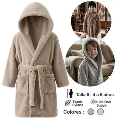 OEM - Bata Polar para Niños 4 a 6 años con Capucha y Bolsillos Pijama