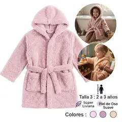 OEM - Bata Polar para Niña 2 a 3 años con Capucha y Bolsillos