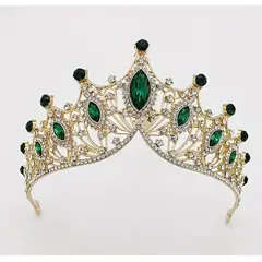 ARELYS - Tiara Corona Clásica Verde Cumpleños Graduaciones