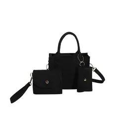 VATYERTY - 3 piezas Set bolso cuadrado con patrón rombo cremallera fieltro moda