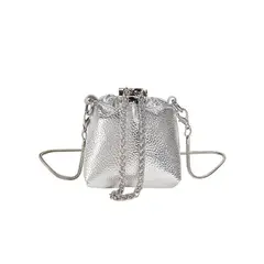 VATYERTY - Bolso de hombro mini de color metálico brillo adelante estilo